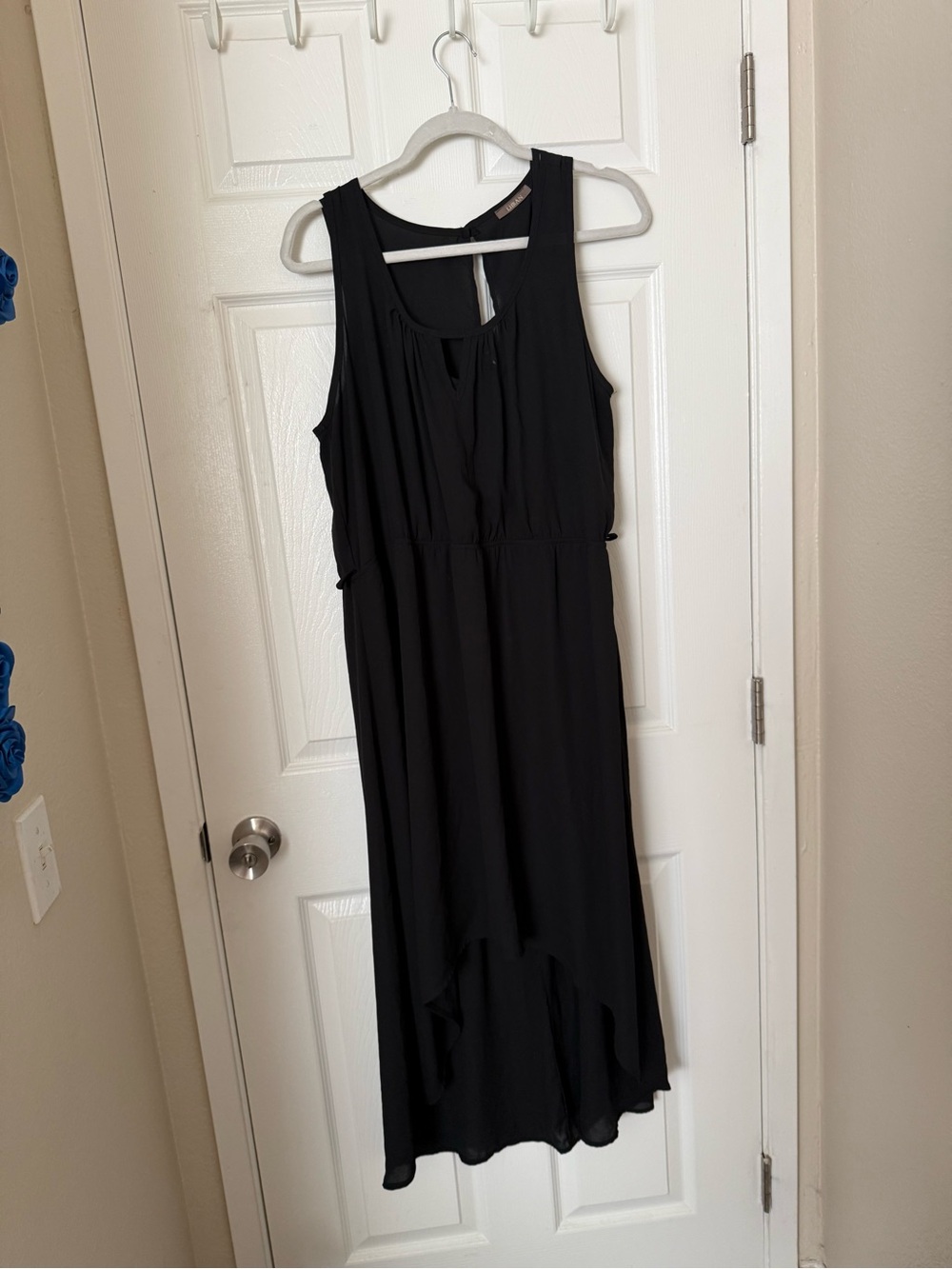 Libian Black Sleeveless High-Low Dress